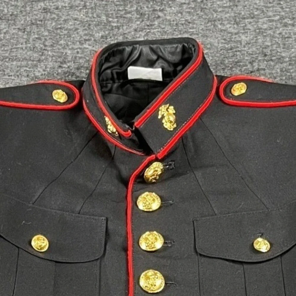 USMC Dress Blues Uniform Coat Mens 41S Blue Excellent Military Tunic Belt